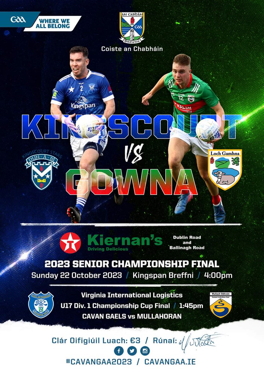CavanCoBoardGaa's tweet photo. And that is a wrap: Cavan County Board Football Championships 2023: Congratulations to @arvagaa @ballyhaisegaa and @GownaGFC on your respective Final championship victories. We look forward to you making an impact on @UlsterGAA
#MFAJFC
#MCEVVINFC
#KSSSFC
#CavanGAA2023 https://t.co/3OQAstBbGZ