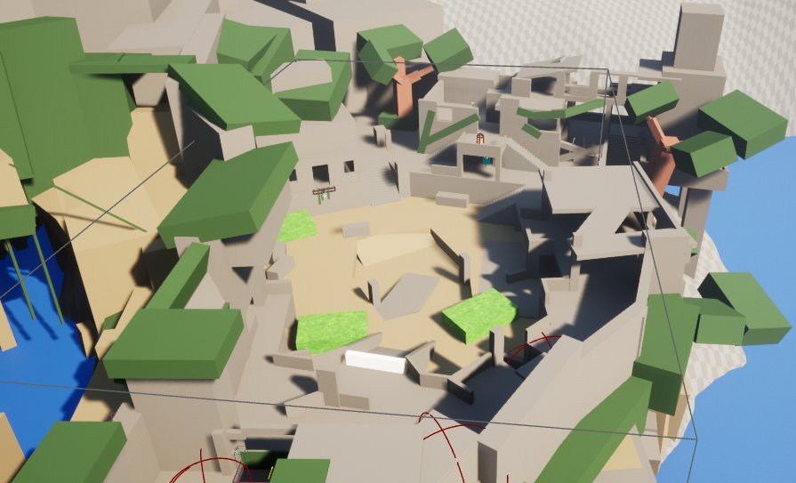 In the past two weeks, I have been reworking this combat space, making the level target and paths more intuitive. I also decided to provide some sort of stealth possibility in some of the areas.#leveldesign #gamedevelopment #Blocktober