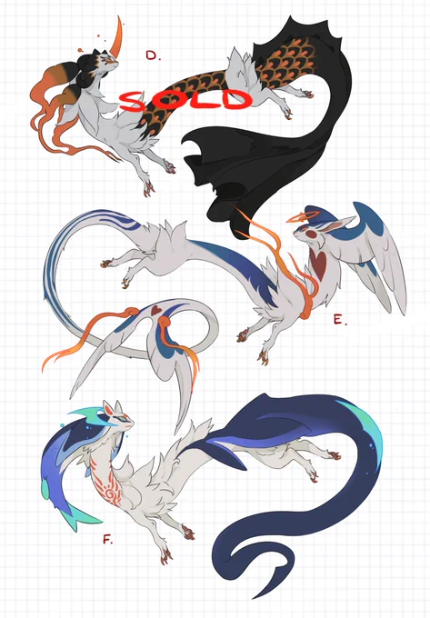 Noodly Flatsales! Each adopt is $80 usd each. Please comment to claim!One per person please! You may claim one for a friend!Please note that these designs only have simple painted shading. 