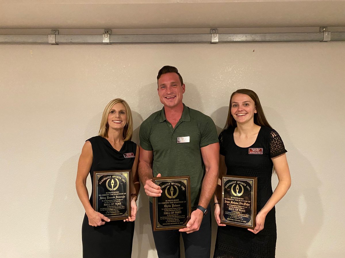 Congratulations to alumni Abbey Rossow Samargia '99, Chris Palmer '08 and Jessie Mathews Otto-Fisher '13 on their induction into the Faribault Sports Hall of Fame this weekend.