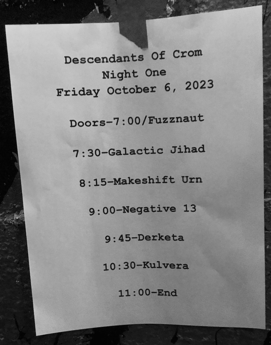 Here's a link to photos that I took at the Shred Shed on 10/6/23 for night one of Descendants Of Crom: thecazartchronicles.blogspot.com/2023/10/night-… The lineup was Kulvera, Derketa, @_NEGATIVE13, Makeshift Urn, Galactic Jihad & @fuzznautdoom. #PittsburghMusic