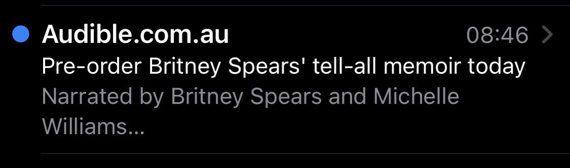 DrAlexDav's tweet image. Audible has either completely understood my listening habits. Or completely missed. I’ll let the universe decide, but I don’t remember 90s Pop icon Britney Spears appearing in the Star Wars Thrawn Novels. 🤷♂️