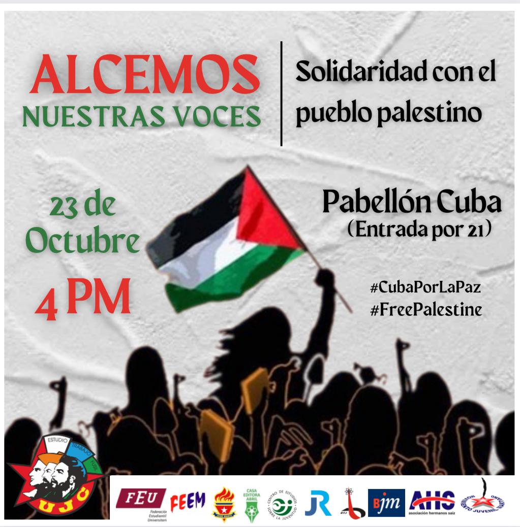 Que lindo eso de que la <a href="/UJCdeCuba/">UJC de Cuba</a> se articule en apoyo a la causa #PalestinaLibre. Los que no podemos estar, desde acá pondremos el granito para que se escuche bien alto #FreePalistine 🇨🇺♥️🇸🇩
<a href="/Alejand39161614/">Alejandro</a> <a href="/Buhito_98/">Dr. Castro</a> @BurhanElSirio <a href="/Alberto40864721/">Alberto</a> <a href="/enelis_reyes/">Enelis Reyes</a> @HoyPalestina