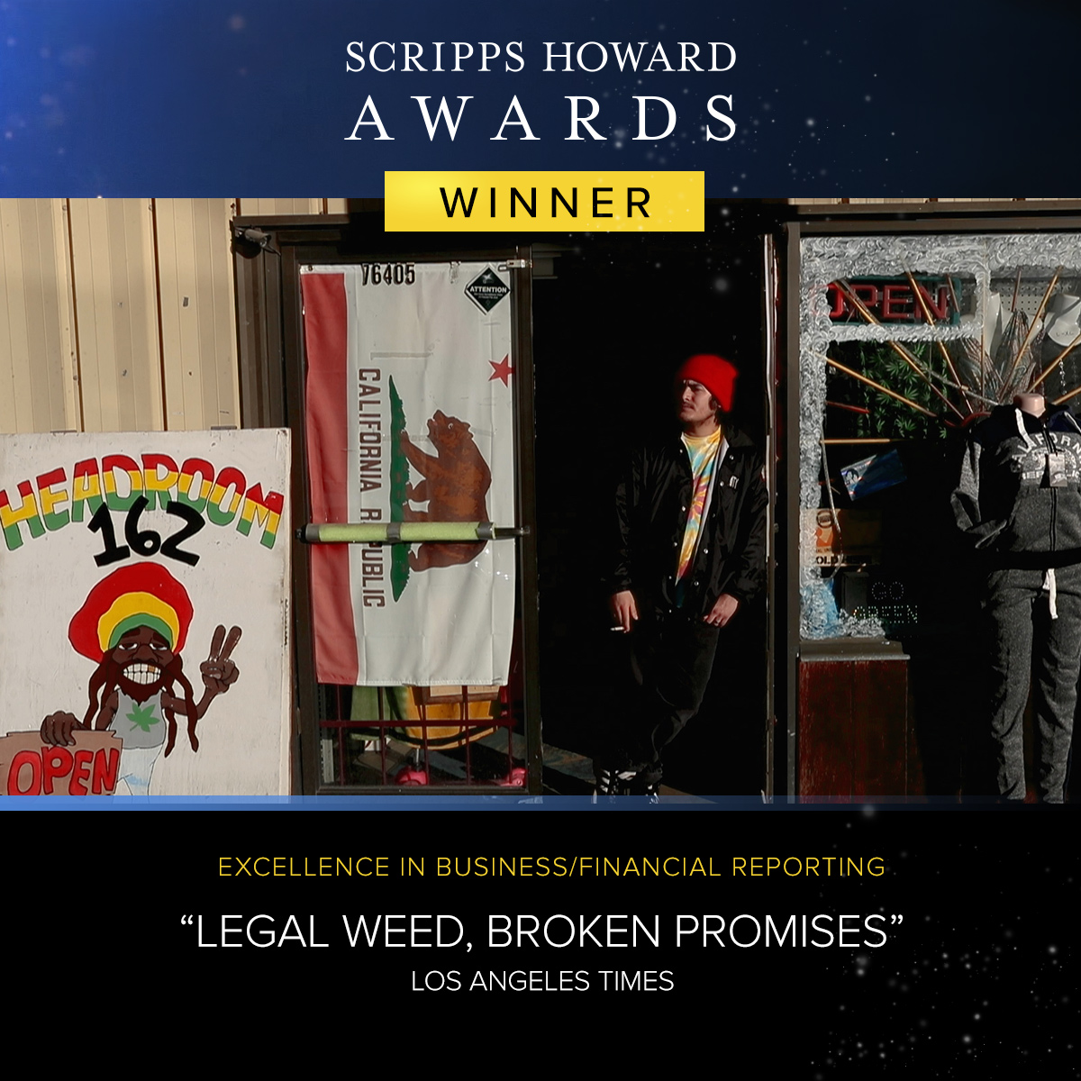 The Scripps Howard Award for Excellence in Business/Financial Reporting: Los Angeles Times – “Legal Weed, Broken Promises” The #ScrippsHowardAwards are happening NOW on @ScrippsNews. Watch @latimes’ reporting: scripps.com/fund/journalis…