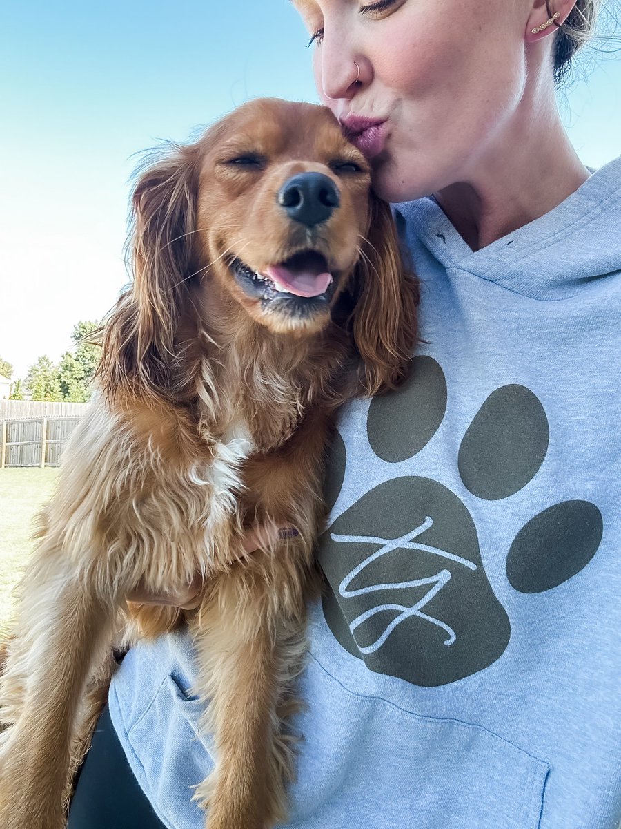 typetcollection's tweet image. Wearing our 🩵 on our TY hoodie. Profits made from the TY Paw Hoodie go to the Dottie's Yard Fund which goes directly to animal shelters in need! 🐾💋