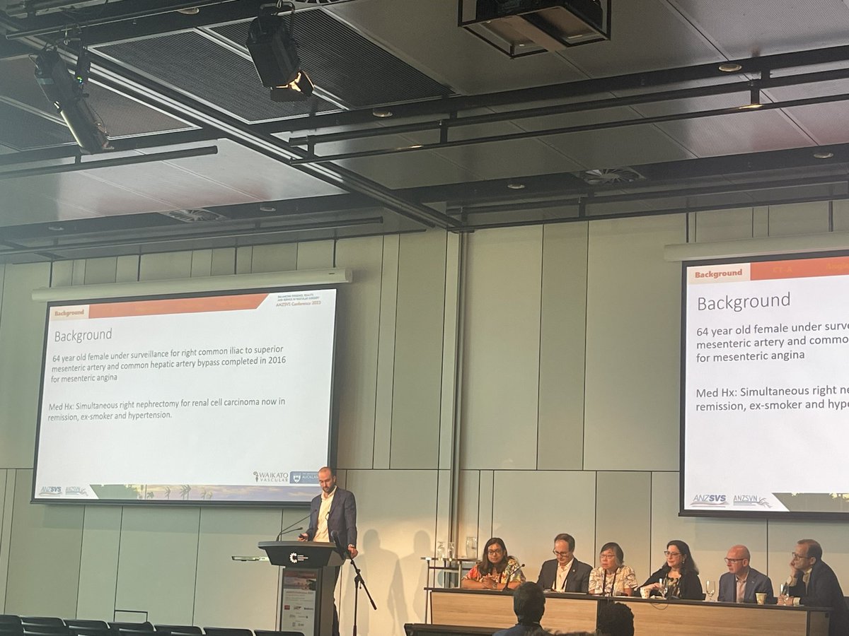 WaikatoVascular's tweet photo. Many high quality cases presented today at the #ANZSVS23 “Challenge the Experts” with excellent discussion from the panellists. Shoutout to Drs Tom Cavaye and Eric Lim from Waikato
@drmarkjjackson @ShereneShalhub @PeckyDeSilva @Jonnyboyle1 @CenterAortic @EricLim252 https://t.co/PCqeeN7IAR