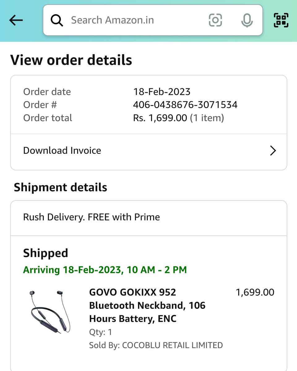 joekoshy's tweet photo. @GOQii Here you go.. Bought on Amazon on 18th Feb 2023. Have already shared the rest of the details asked and pic /video of the product with problem to help@govo.life https://t.co/1BWgdhxBWt