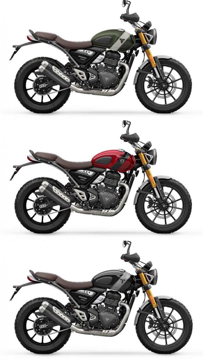 PutiMotor's tweet photo. トライアンフが「スピード400」と「スクランブラー400X」の国内販売価格、仕様を発表❗️

カラーバリエーションはどちらも3色展開で、発売は2024年1月を予定。

【車重/シート高/タンク/出力/価格】 400:170kg/790mm/13L/40ps/699,000円
400X:179kg/835mm/13L/40ps/789,000円

https://t.co/9lFySYxuGP https://t.co/f57GuvEPKa