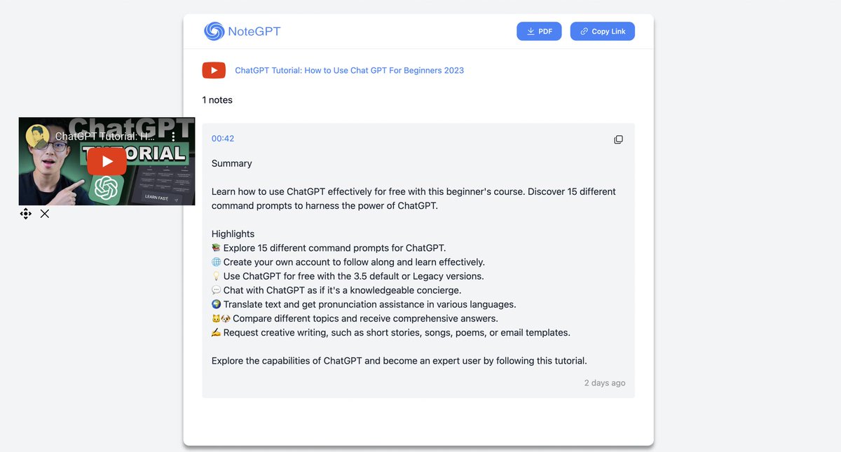 NoteGPT_AINote's tweet photo. 📝✨Usage Tips (NoteGPT: YouTube summary with ChatGPT and Notes) - Day 6
Share with the community #NoteGPT #summary #note #AINote #AISummary #YouTube #ArticleSummary #pageSummary #TakeNotes #Notemaker https://t.co/cduJt6Dndm