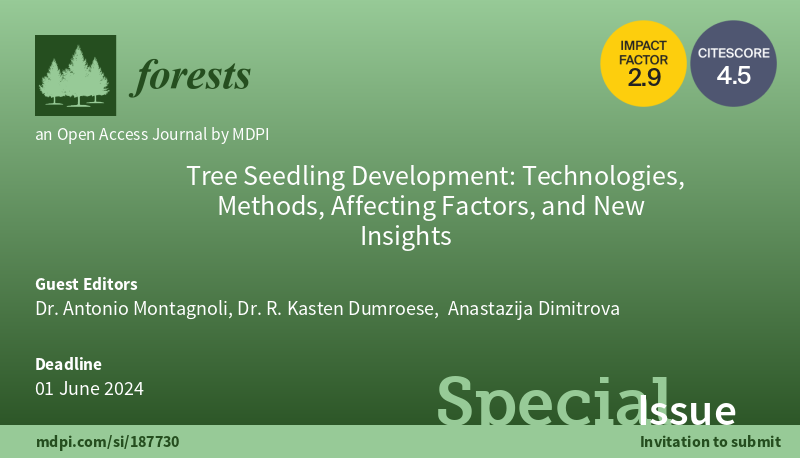 Forests_MDPI's tweet image. 🌲#Forests New special issue is online: "Tree #Seedling Development: Technologies, Methods, Affecting Factors, and New Insights", guest edited by Antonio Montagnoli and R. Kasten Dumroese.

👉mdpi.com/journal/forest…

🌴 #nursery #afforestation #plantphysiology  #outplanting