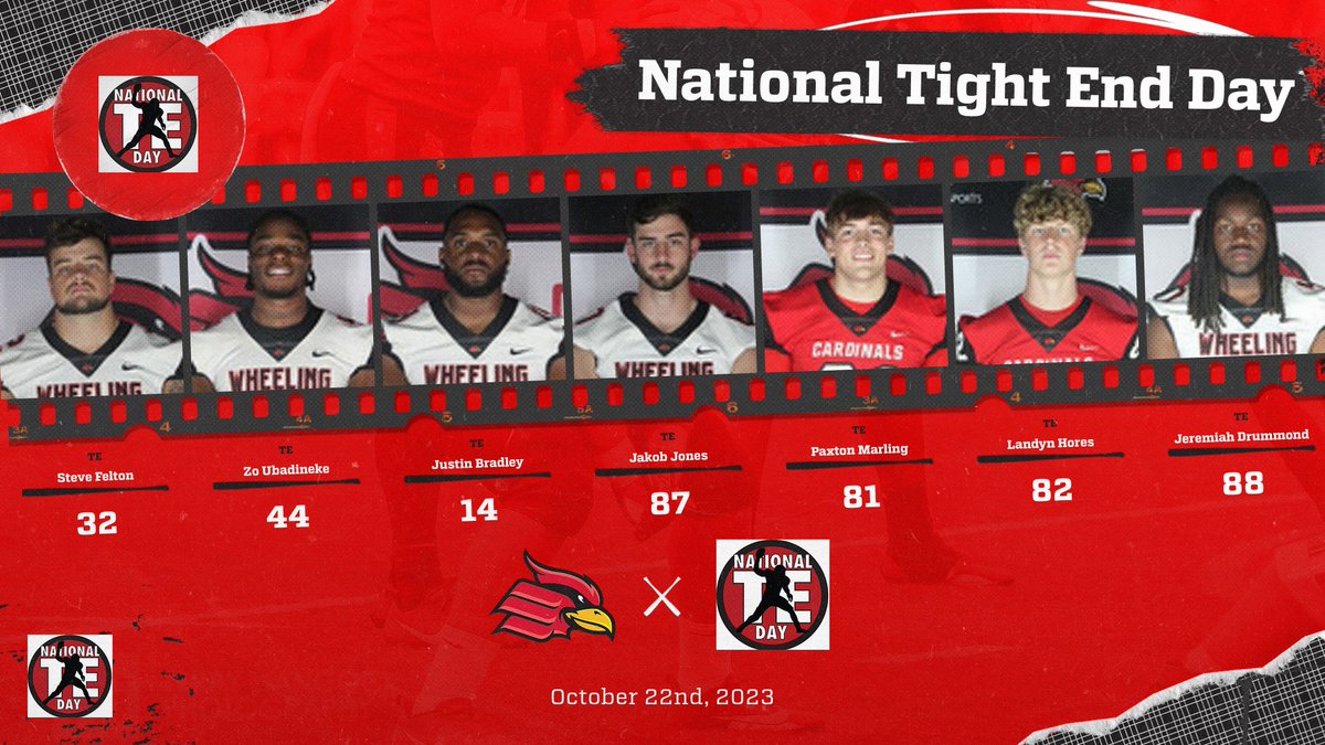The fourth Sunday of October was declared National Tight End Day by San Francisco 49ers Tight End George Kittle and we want to give a shout-out to our tight-ends!

Happy National Tight Ends Day to our seven tight ends at Wheeling Football #GoCards