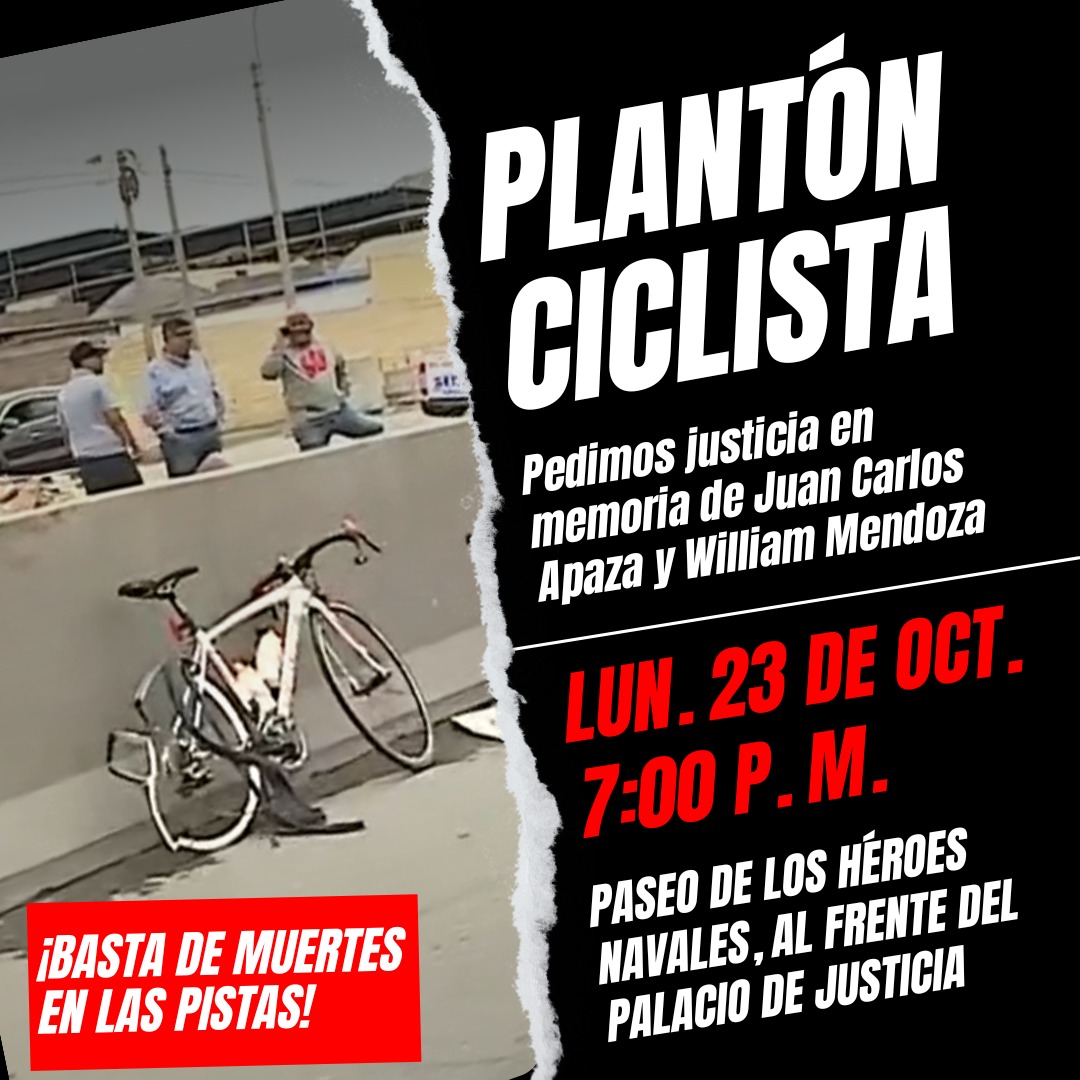 rumillaqta's tweet photo. BASTA YA de muertes en las pistas! Mañana nos vemos frente a Palacio de Justicia para exigir JUSTICIA ante las muertes constantes de ciclistas. https://t.co/hAbSLFf0k7