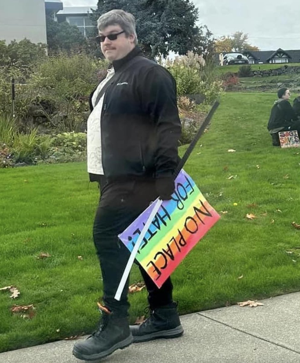 MeghanEMurphy's tweet photo. A trans activist punched a 52 year old woman at the #1MillionMarch4Kids in Nanaimo yesterday. These are the 'no space for hate' people. These are the Canadians claiming *we* are hateful. These violent psychos. Get it straight @Dave_Eby @bcndp @JustinTrudeau  https://t.co/5qrRL7hyFt