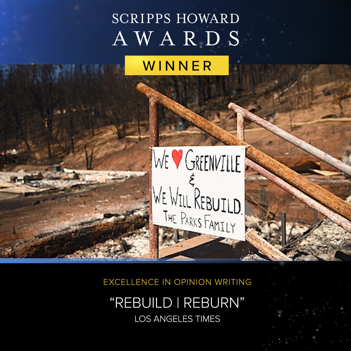 The Scripps Howard Award for Excellence in Opinion Writing: Los Angeles Times – “Rebuild | Reburn” The #ScrippsHowardAwards are happening NOW on @ScrippsNews. Watch @latimes’ reporting: scripps.com/fund/journalis…