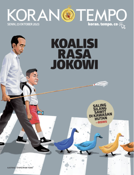 Karikatur Koran Tempo ini ngena banget. 

Partai kuning, biru, dan lain-lain seperti bebek yang diangon Presiden Jokowi untuk mencalonan Gibran, melanjutkan kekuasaannya.

#PrabowoProPolitikDinasti #AMINkanIndonesia #AniesMuhaimin2024 
#PDIPerjuangan #KecewaJokowi #Demokrat