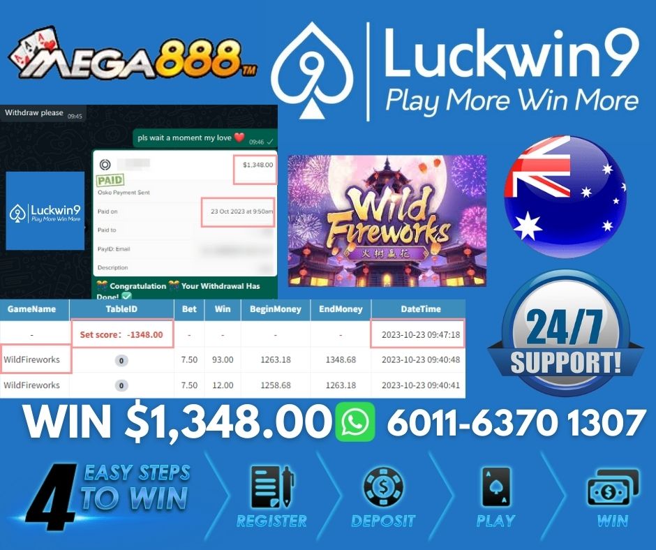 LuckWin9Aus's tweet photo. Luckwin9 🍀🇦🇺

Hooray‼️‼️Our Lucky Member Get Withdrawal👏🏻👏🏻

🎰 Platform : Mega888
🎮 Game : Wild Fireworks
💰 Winnings : $1,348.00

➡️Come on join Luckwin9 You will be the next Lucky Star !!🏆
📲WhatsApp : https://t.co/5xPclKs63Z https://t.co/0dRKXezZ8j