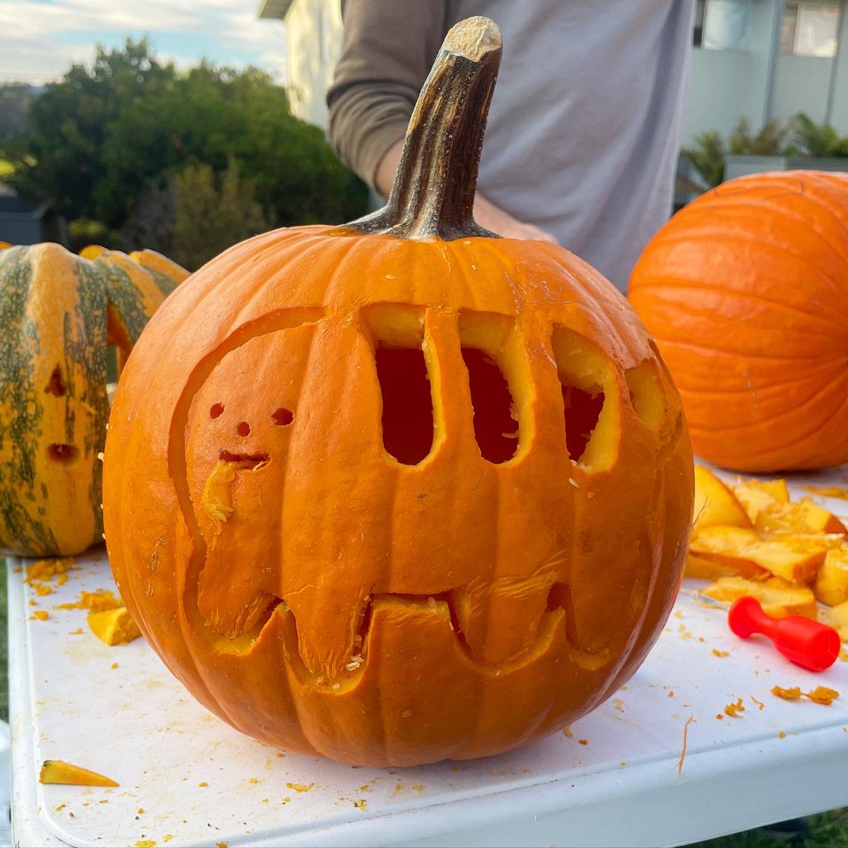 jxiaoo's tweet photo. Cheese puff tiger pumpkin carved by @fiona_worldwide 🎃 https://t.co/f075FE7jJd