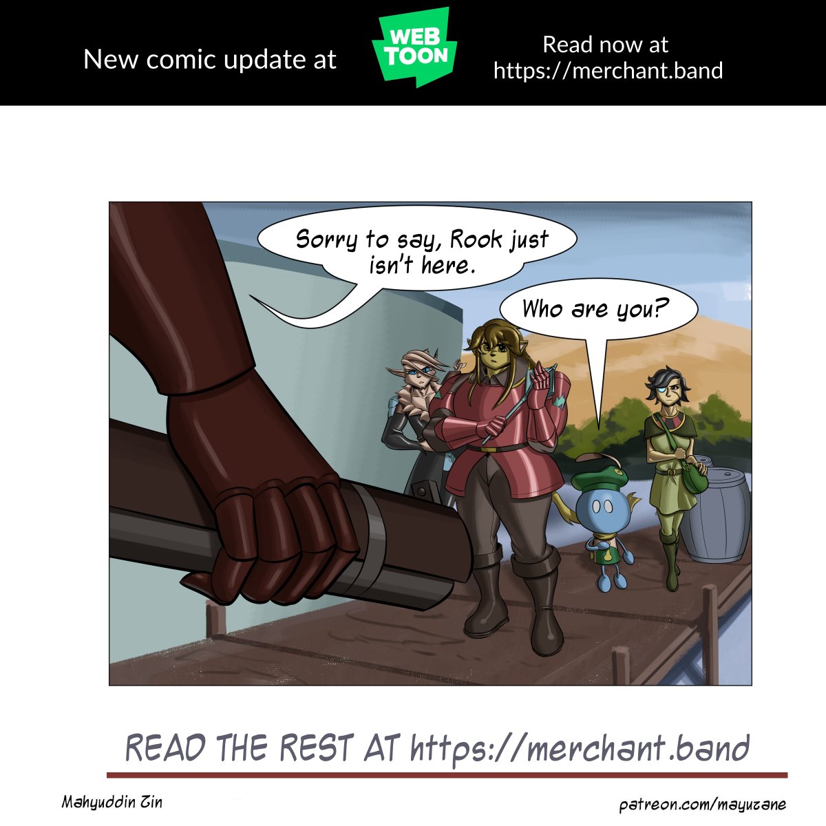 My fantasy adventure comic Merchant Band has updated!

Who's that?

Read it here:
 webtoons.com/en/canvas/merc… #WEBTOON