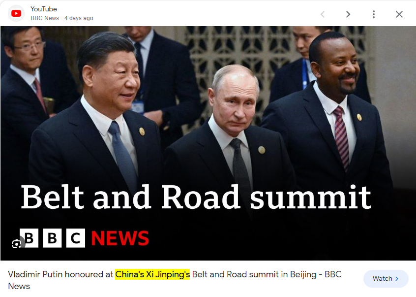 '...China's Xi Jinping's...' BBC writes an awkwardly worded video title, just to detach the benefits of the Belt and Road away from the people, and tie it exclusively to President Xi. Subtle propaganda repeat itself and across multiple platforms, slowly it changes your views.
