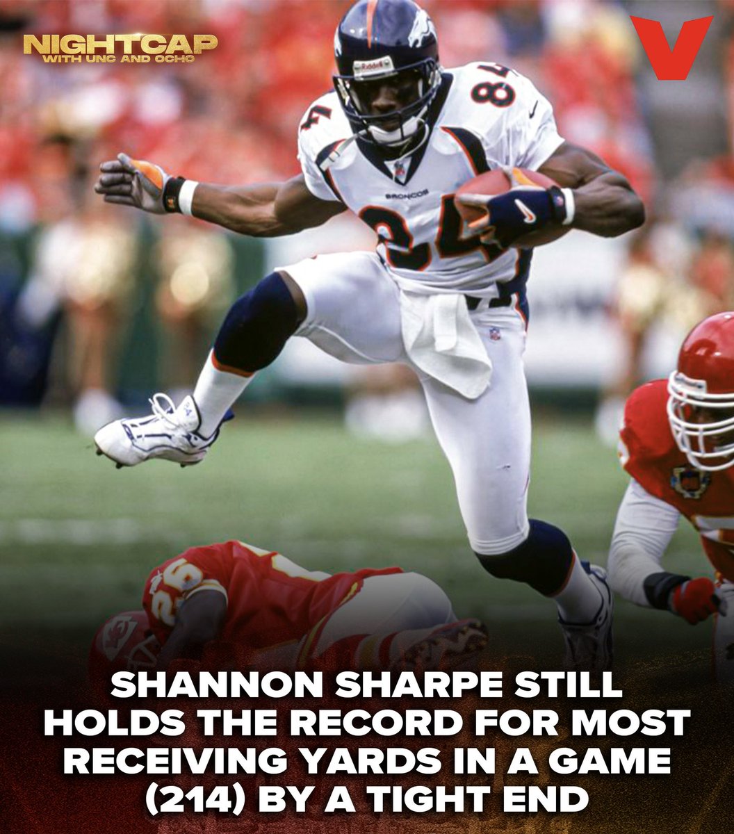 Will anyone ever break @ShannonSharpe's record for most receiving yards by a TE in a single game? 🤔 #NationalTightEndsDay

New episode of Nightcap with Unc and Ocho after Dolphins-Eagles: youtube.com/live/lxaK5qi3N…