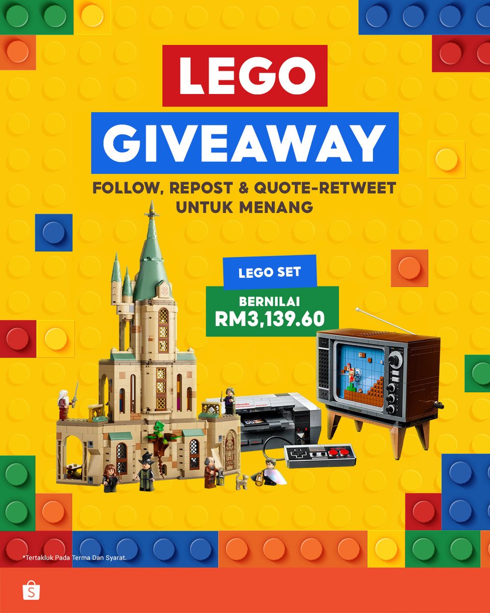 ❤️💙 LEGO GIVEAWAY 💛💚

Siapa peminat Lego kat sini? Inilah masanya korang tunjuk minat &amp; bakat korang yang tersimpan tu! Kalau korang diberi peluang untuk bina apa sahaja menggunakan Lego, korang nak bina apa?

*Tertakluk pada terma &amp; syarat

#ShopeeMY #ShopeeMYGiveaway