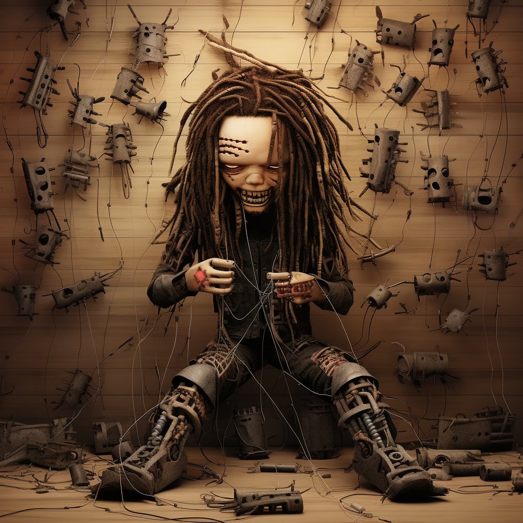 spezoinks's tweet image. It's been awhile since I have posted some new artwork using AI... with Halloween coming up and me getting inspired by my favorite band @Korn, I came up with these.  #KORN #Music #AIart #Halloween2023 #artist #art #metal