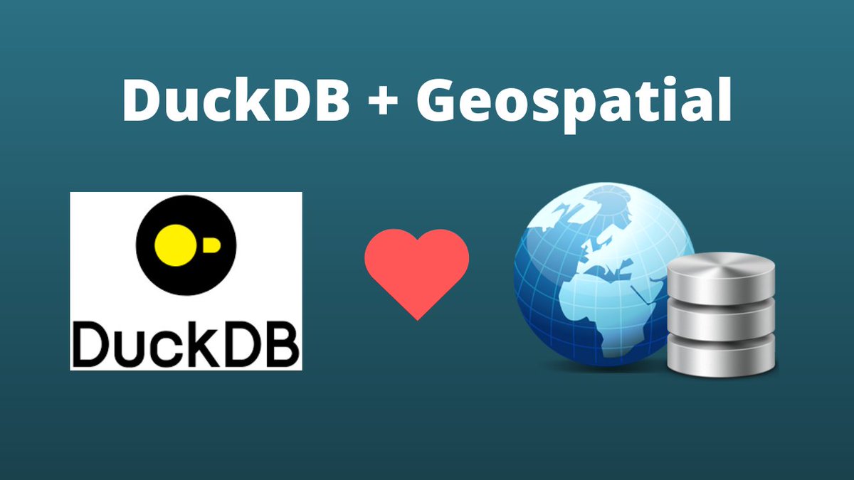 giswqs's tweet photo. The #DuckDB #Geospatial tutorial series start tomorrow. Three videos per week over the next four weeks 👇

Website: https://t.co/MiefzofnDY
YouTube playlist: https://t.co/qALYaEpBqh https://t.co/SCmrwwieBQ