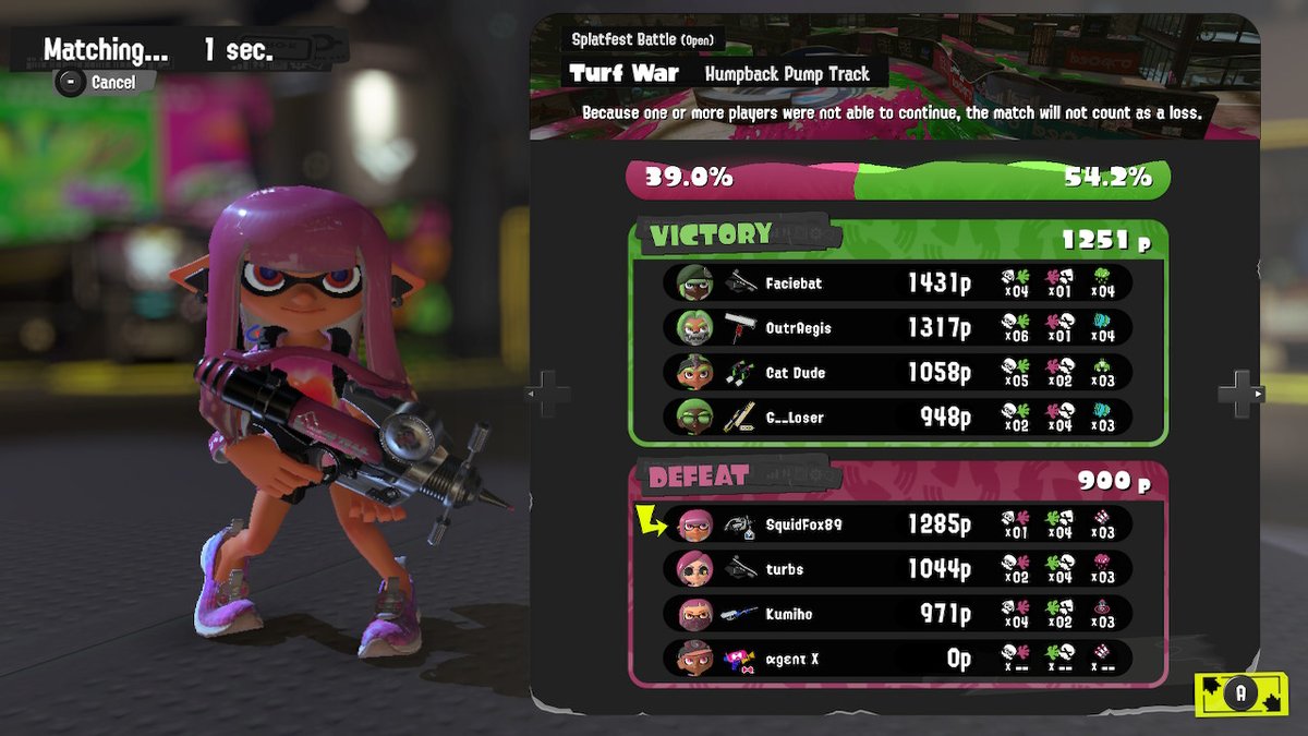 SquidFox1's tweet photo. So Awesome that I got to play with @G__loser at this splatfest. They where the only #Teamfamous I got to play with. #Splatfest #Teamlove #Splatoon3 #NintendoSwitch https://t.co/5AdHiK5hoI
