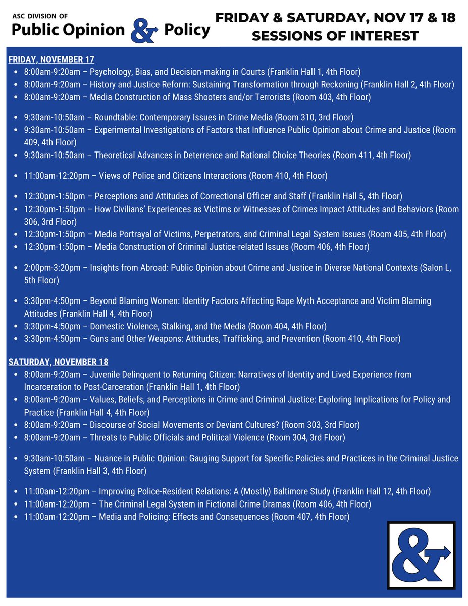 More public opinion and policy panels for Friday, November 17 and Saturday, November 18