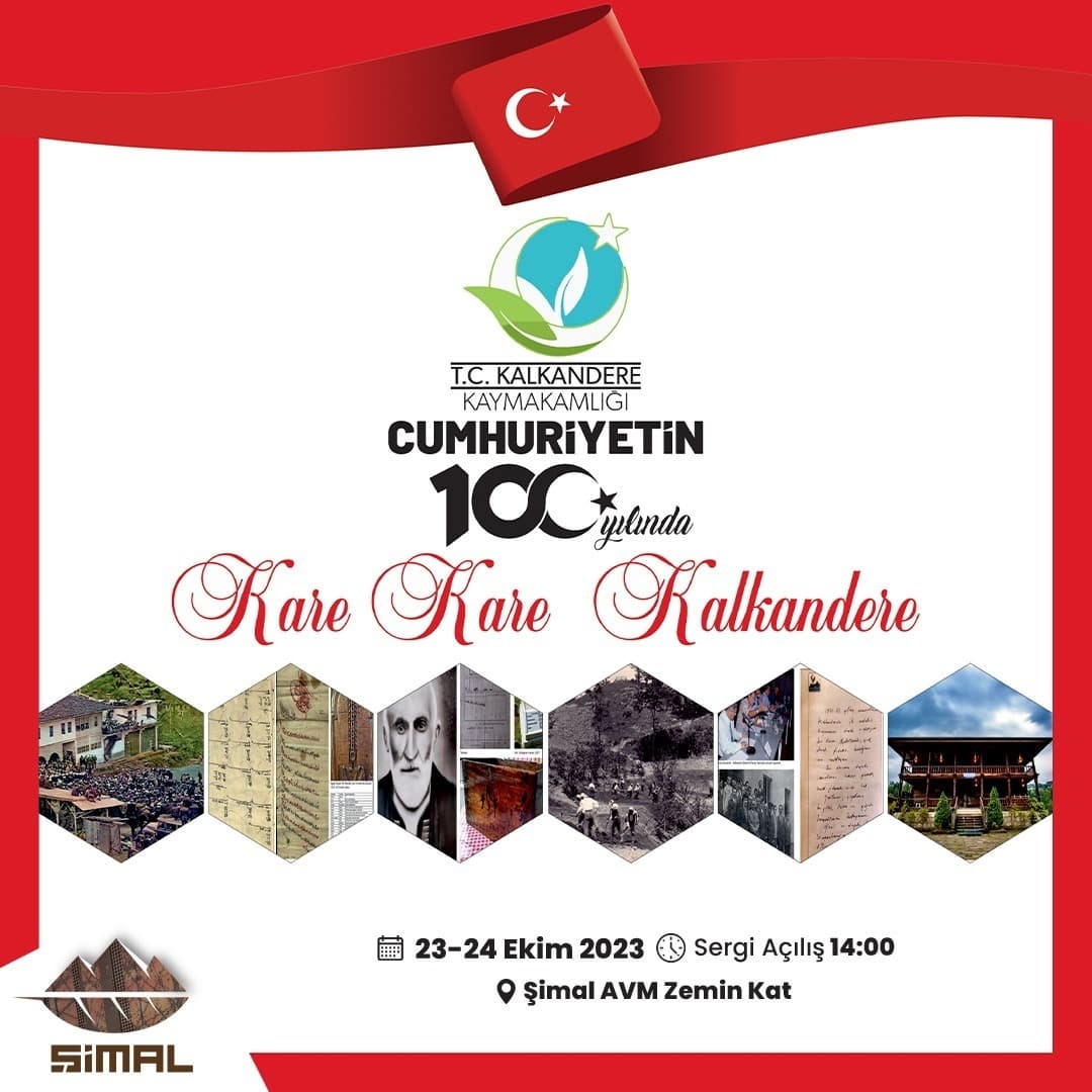 Kalkandere Kaymakamlığı tarafından düzenlenen Cumhuriyetin 100. yılına özel; "Kare Kare Kalkandere" fotoğraf sergisine davetlisiniz.

🗓️ 23-24 Ekim 2023 
🕑 Sergi Açılış : 14:00
📍Şimal AVM Zemin Kat