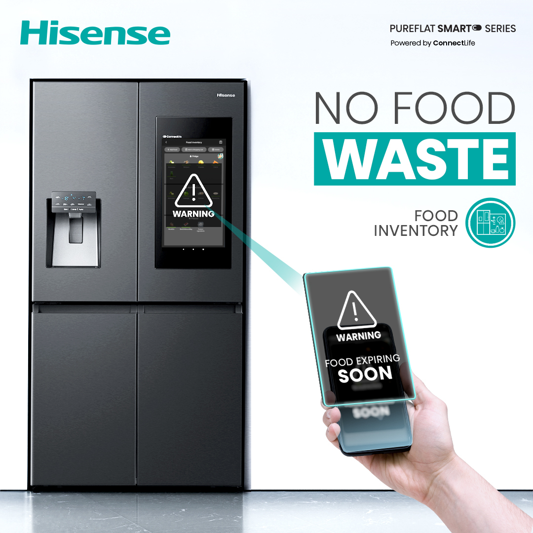 HisenseME's tweet photo. With Hisense PureFlat Smart Series Food Inventory feature, get reminders on your phone to consume your food before expiration. 📲
No more food wastage. 💯
#Hisense #HisenseME #WorldFoodDay #PureFlat #Smart #FoodInventory #ZeroWaste https://t.co/kRAdzyh7bx