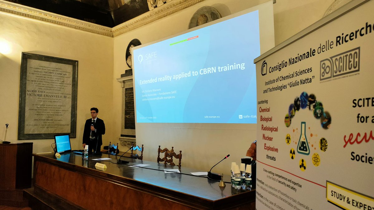 🔬 Exciting day at the Academy of Sciences in Bologna! Fondazione SAFE showcased its innovative #CBRN solutions, including #VR and #XR integration. 🌐 #TechInnovation #BeSAFE #EUprotection