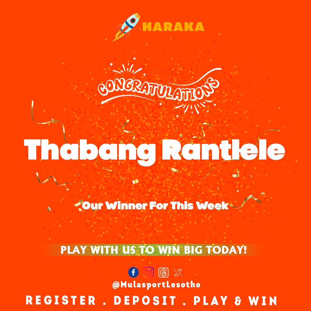 mulasport_les's tweet photo. "Major congratulations to this week's champ on Haraka! 🏆 Your speed, agility, and strategy are truly unmatched. Keep blazing the trail and inspiring us all with your skills! 🎉🚀#HarakaGame #WeeklyWinner #GamingExcellence" https://t.co/gocI0dLm9d