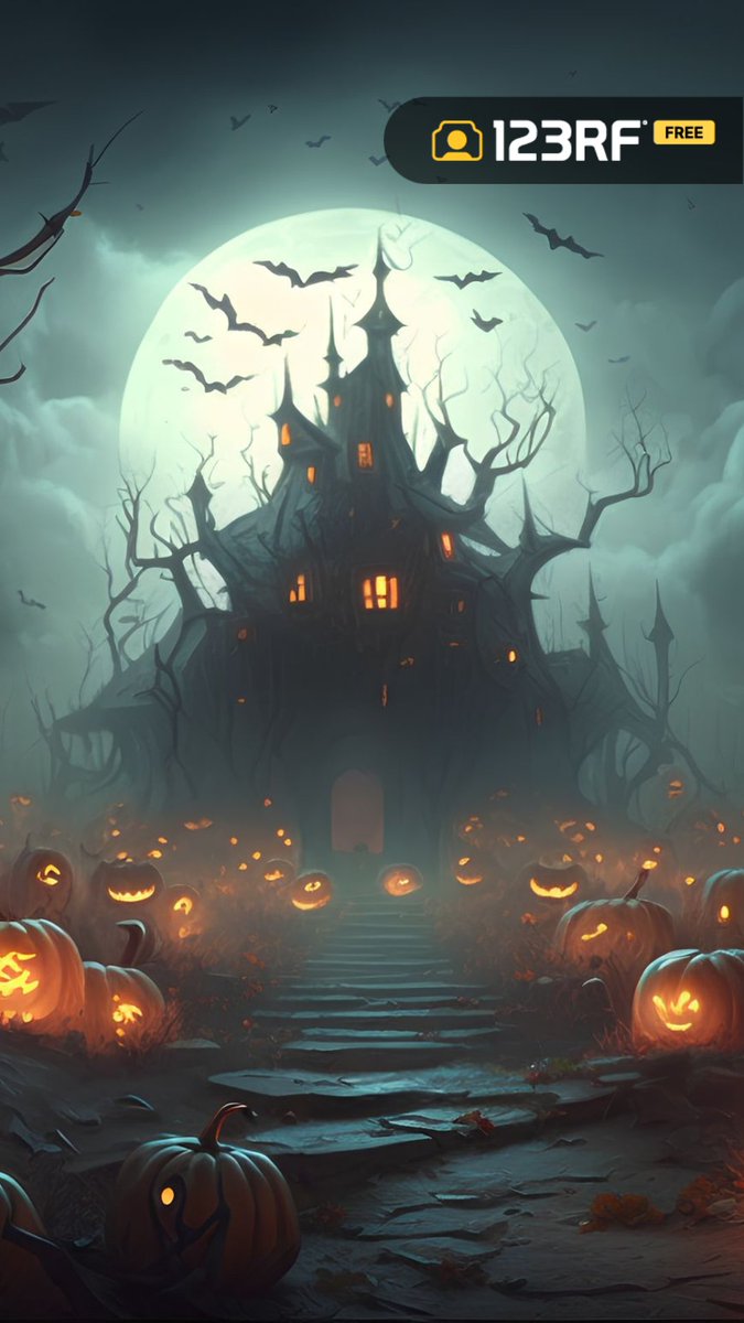 123rf's tweet photo. It's a Halloween season. Get into the Halloween spirit with our FREE spooky wallpapers – they're a SCREAM! 🎃👻#123rf #createwith123rf #freeimages #Wallpapers #Halloween2023 https://t.co/XcQpSfLxDm