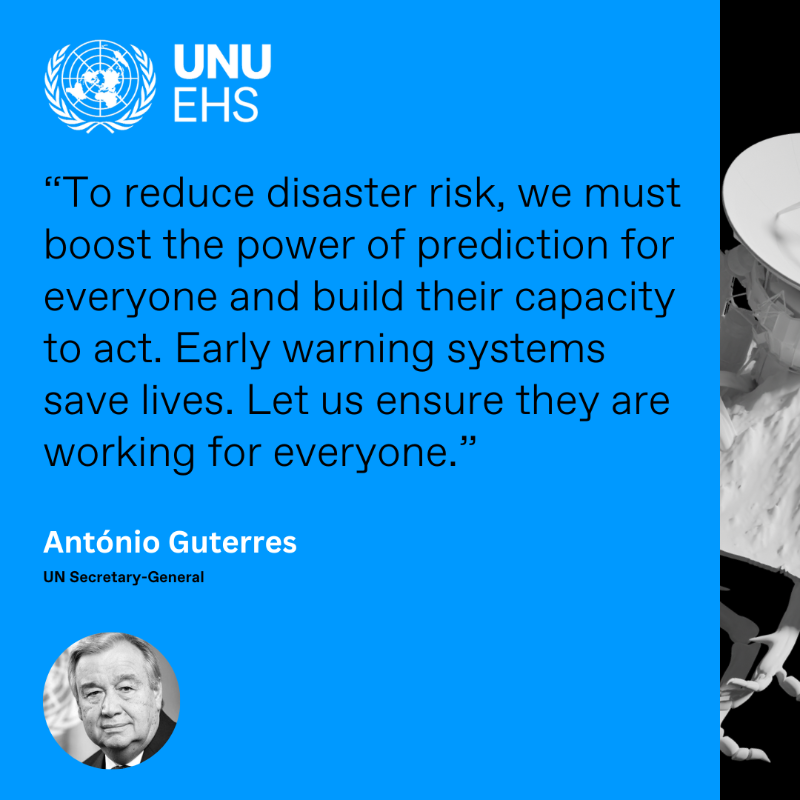 “To reduce disaster risk, we must boost the power of prediction for everyone &amp; build their capacity to act," says <a href="/UN/">United Nations</a> Secretary-General <a href="/antonioguterres/">António Guterres</a> on the occasion of <a href="/UNUEHS/">UN University - EHS</a> #InterconnectedRisks report.

What can we do to avoid risk tipping points?
interconnectedrisks.org