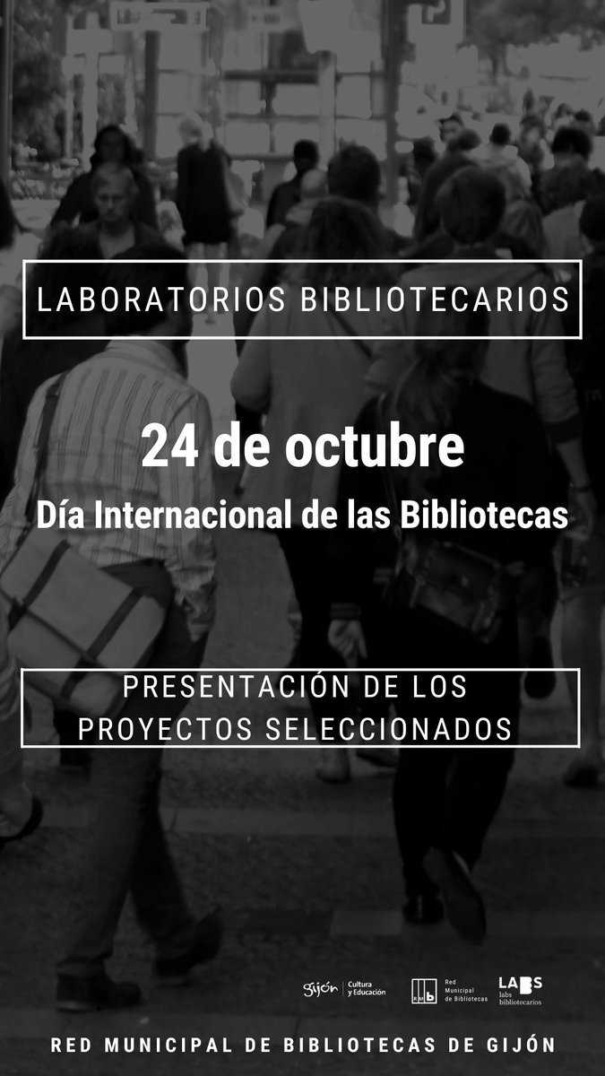 📢 Mañana, 24 de octubre, Día de las Bibliotecas, se harán públicos los proyectos seleccionados para los Laboratorios Bibliotecarios‼️

⏰ 11.00 h.
📗 #LABBBS
📕 #DiaDeLasBibliotecas2023
📙 #TejiendoComunidades
📘 #bibliotecasdegijon