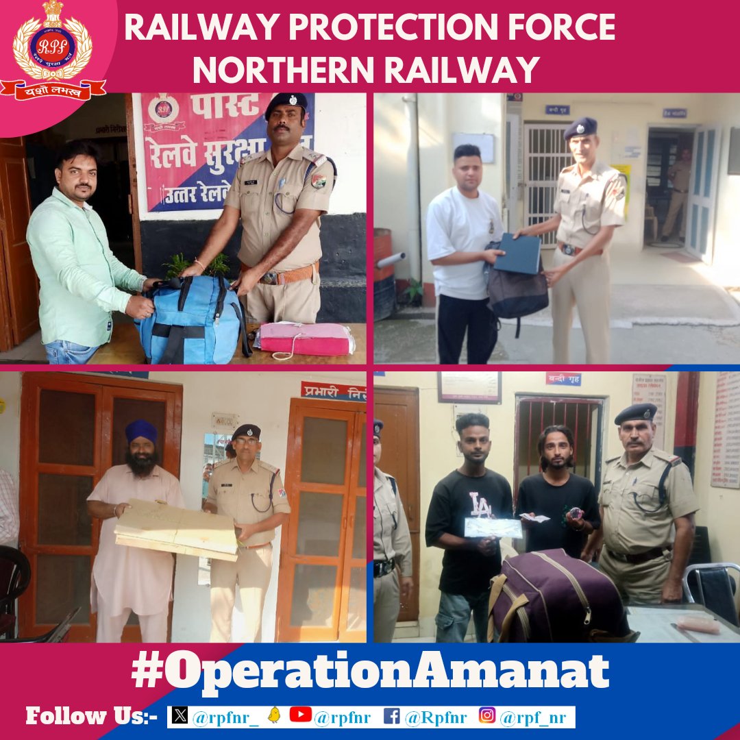 rpfnr_'s tweet photo. *We value your valuables*

Under #OperationAmanat 
#RPF NR located unclaimed bags and other valuable articles and returned to their rightful owners. @AshwiniVaishnaw @RailMinIndia @RailwayNorthern @RPF_INDIA https://t.co/onDV2LZShO