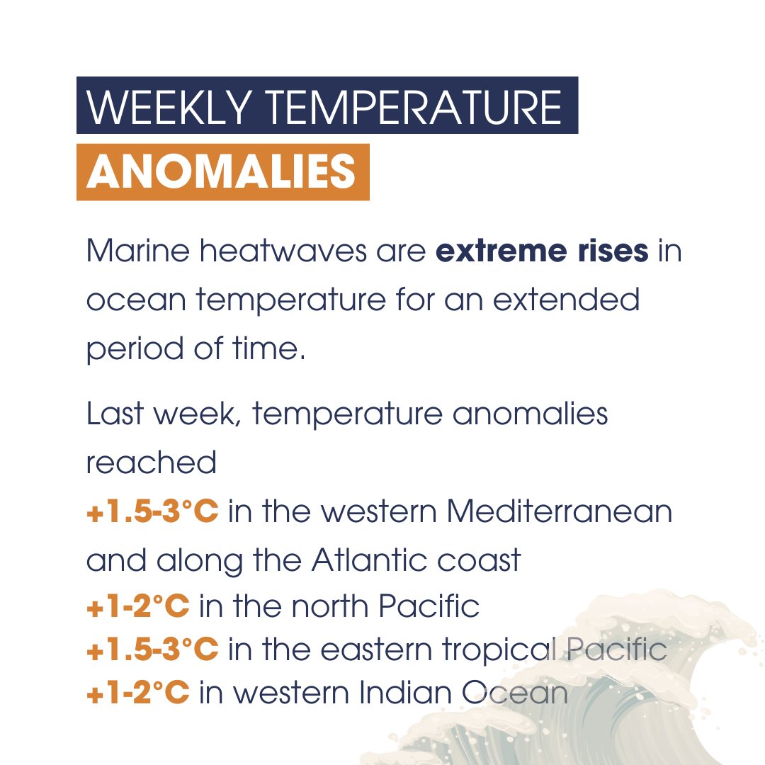 MercatorOcean's tweet photo. 📚 Get in the know of #OceanScience with our weekly Marine Heatwave Bulletin, out now!
Marine temperature trends this week highlight an intensification of the marine heatwave in the western Mediterranean 🌡️🌊
🔗 https://t.co/43Od0ZiiG1
#Heatwaves #OperationalOceanography https://t.co/gF3xblZDTS