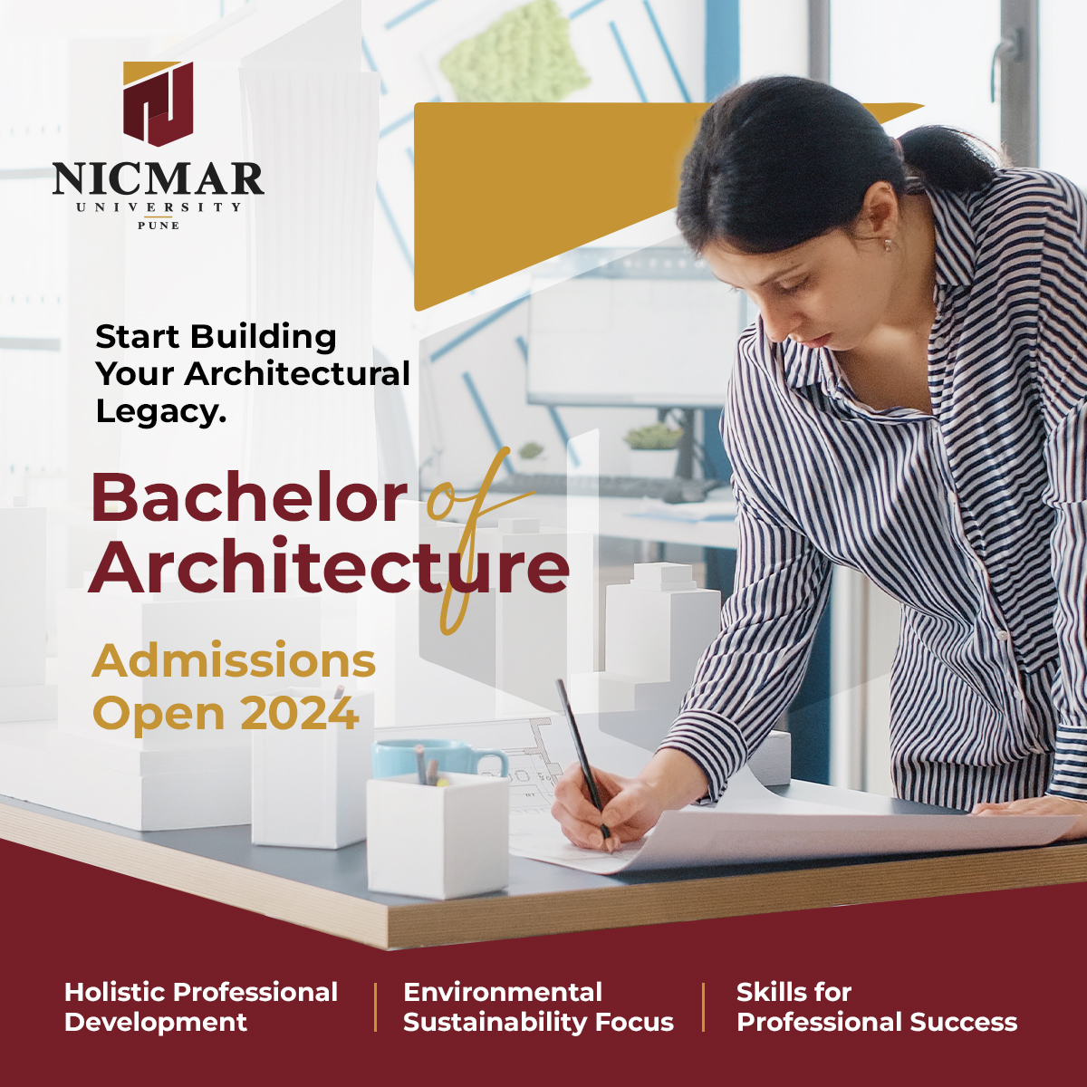 NICMARofficial's tweet image. NICMAR&apos;s Bachelor of Architecture program nurtures visionary architects who shape the fabric of our nation&apos;s socio-economic growth. 

Join us on a journey of mindful architectural exploration and become a part of the NICMAR legacy of excellence.

#Nicmar #BachelorOfArchitecture