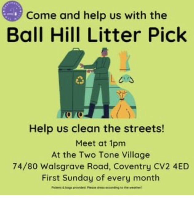 Come join us for the next Ball Hill litter-pick on Sun 5th Nov, meet 1pm at 2Tone Village. 
Litter-picking equipment and good company provided,  come join us 👍👍
