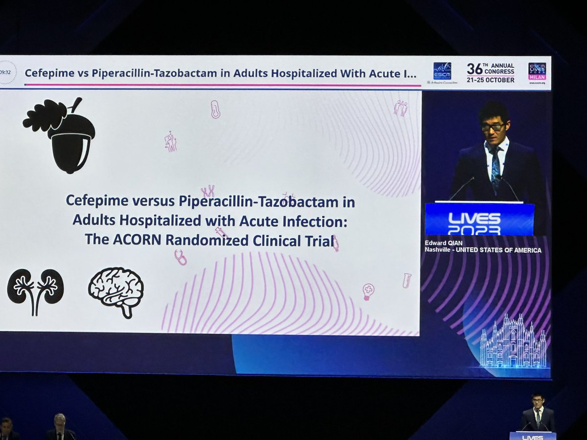 ACORN.  Cefepime or Zosyn: who you going with?  <a href="/ESICM/">ESICM</a> #LIVES2023
