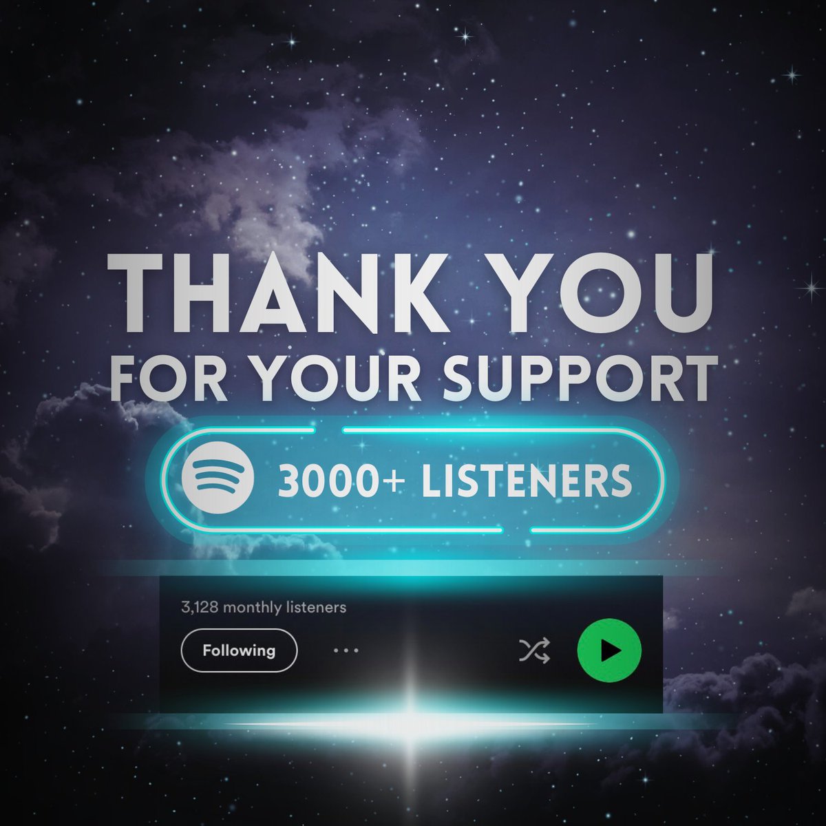 Dear all. Today I hit 3k monthly listeners.

Thank you for listening and your support💜🙏🏻
.
.

#chillwave
#chillsynth
#chill
#chillvibes
#synthwave
#vaporwave
#chillwavemusic
#chillwaveaesthetic
#thankyou
#appreciation
#spotify
#milestone