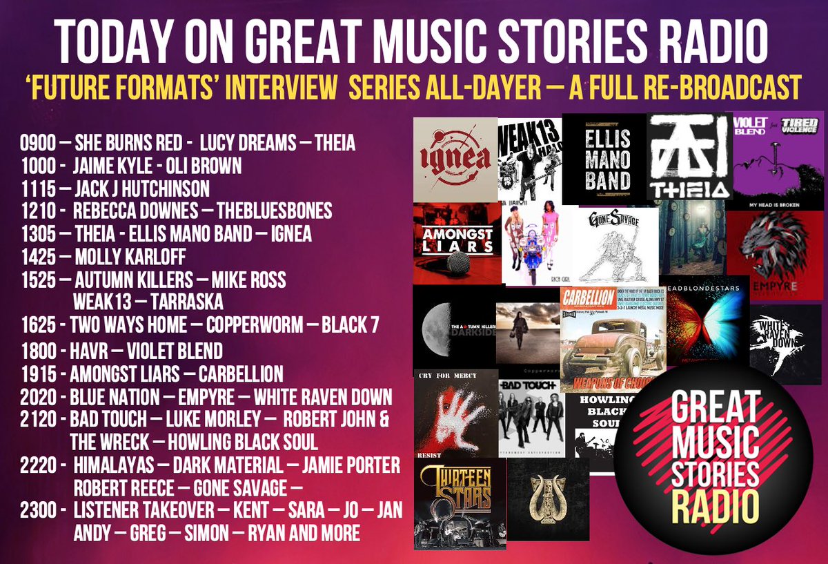 Your Monday on greatmusicstories,com. A full repeat run of all the Future Formats interviews - some pre-records some desk copy as their originally aired.- the conversation everyone has a view on. Plus 4-5 new interviews early evening. Happy Monday one and all, wherever you are x