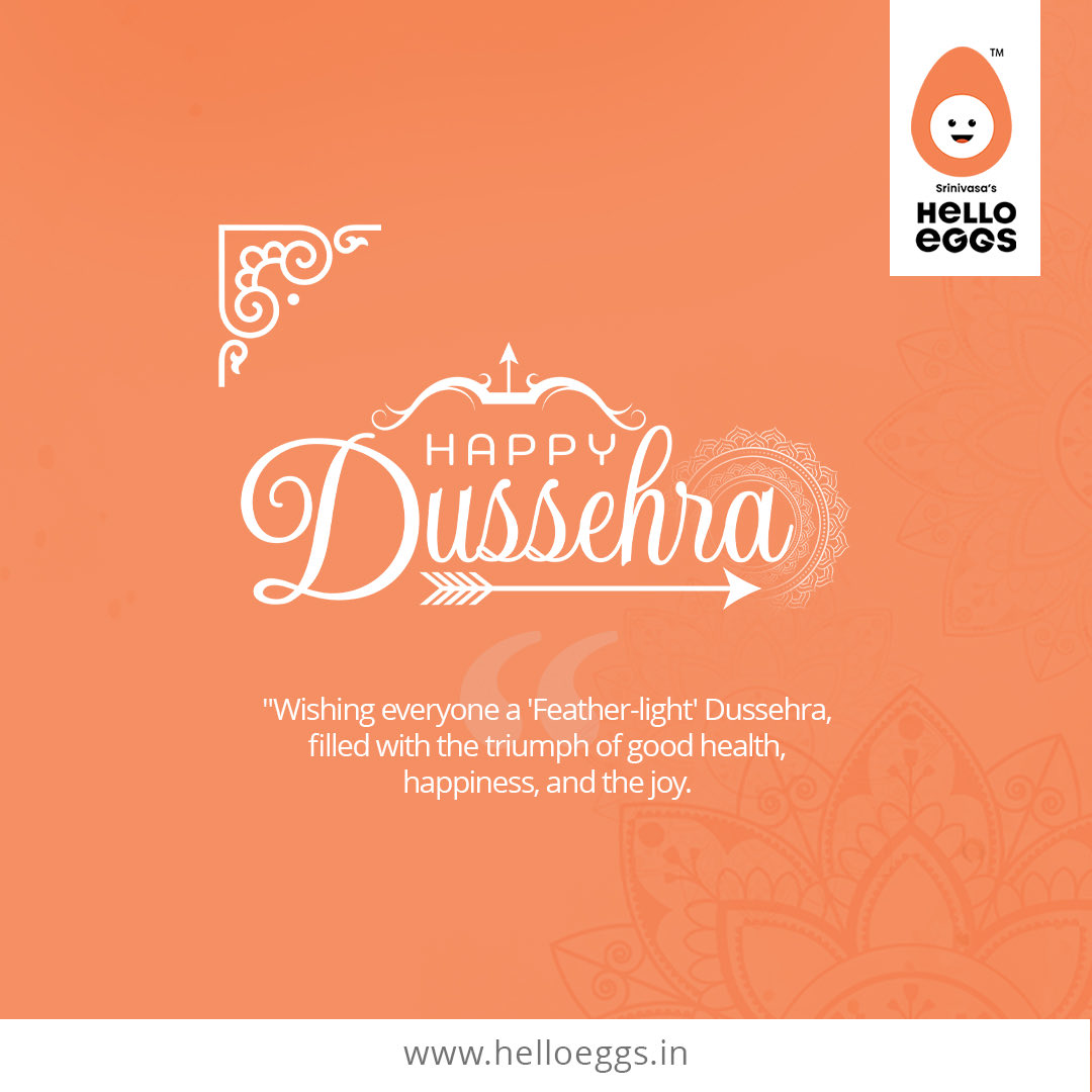 🪔🐓"Wishing everyone a 'Feather-light' Dussehra, filled with the triumph of good health, happiness, and the joy of spreading love. 

 #HappyDussehra #PoultryProsperity #festiveflock #srinivasafarms #helloeggs