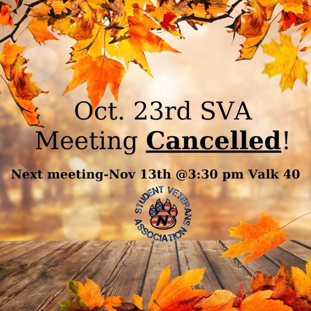Unfortunately the SVA will not be meeting tomorrow.
Hope to see everyone November 13th!