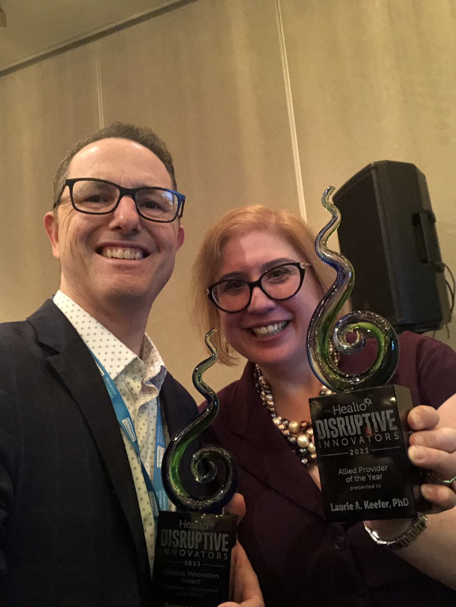 On behalf of the (small but mighty) GI digital-behavioral health community, @drlauriekeefer and I are thrilled to represent our team at tonight’s #ACG2023 <a href="/AmCollegeGastro/">ACG</a> <a href="/HealioGastro/">Healio Gastroenterology</a> awards!
