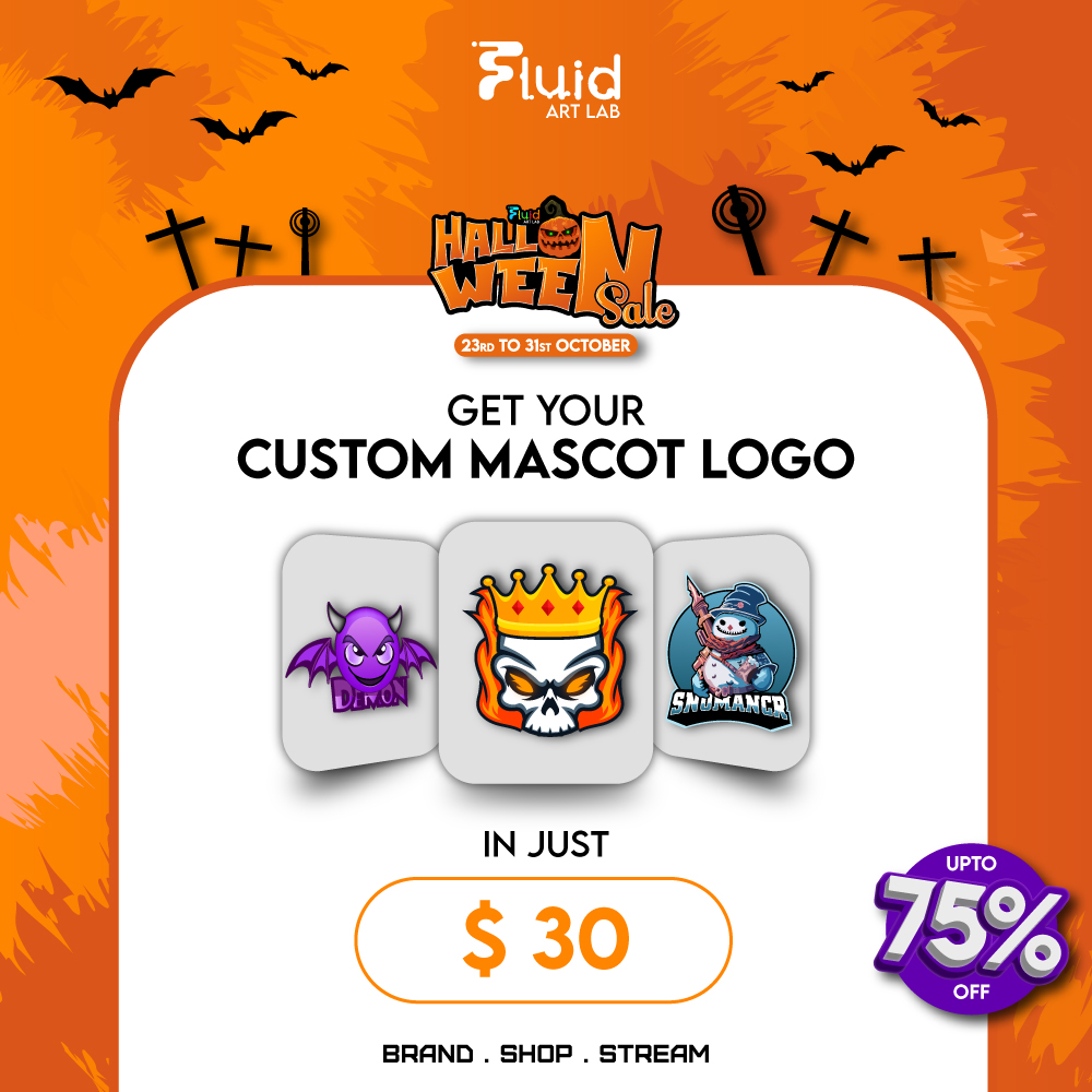 lab_fluid's tweet image. 🎃 Unlock Frighteningly Good Savings! Your Customized Mascot Logo for Just $30 in our Halloween Sale. Don't Miss Out - Offer Ends October 31st! 🦇👻🕷️ 
#HalloweenSale #CustomMascots #LogoDesign #Fluid #Art #Lab #Discount #GamersUnite #twitchtv #StreamingNow #Streamers #Kick