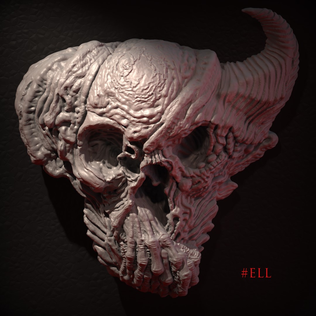 🤘 Descent into technicolor #ell 08.2/24  🤘
My 2nd contribution to project #descentintohell !
STL &amp; resin casts coming soon. 🖤