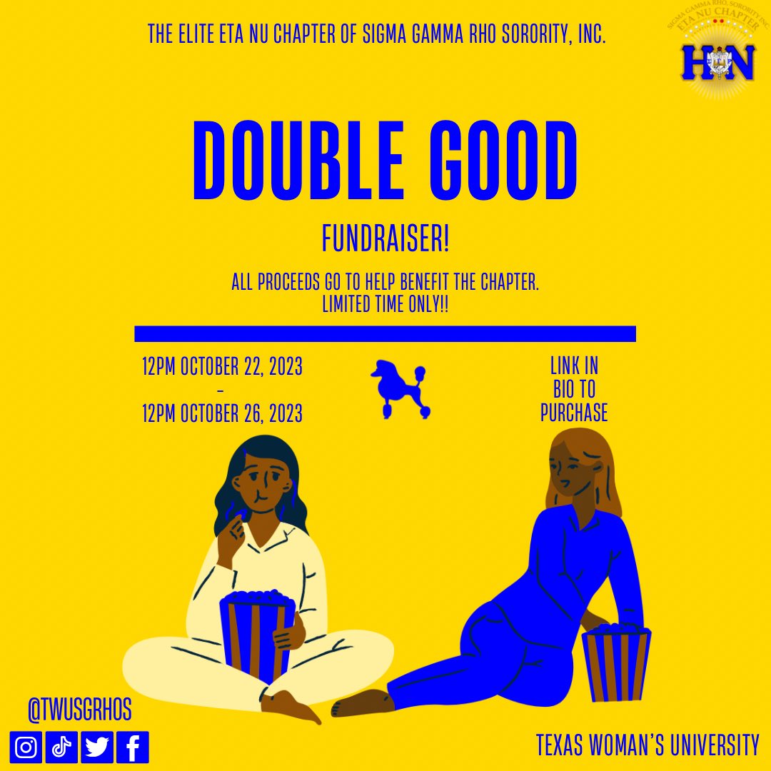 Popcorn that's so good, it's Double Good! Enjoy delicious gourmet popcorn and help support the
ELITE Eta Nu Poodles! 💙🐩💛

s.dgpopup.com/r27rm1e4