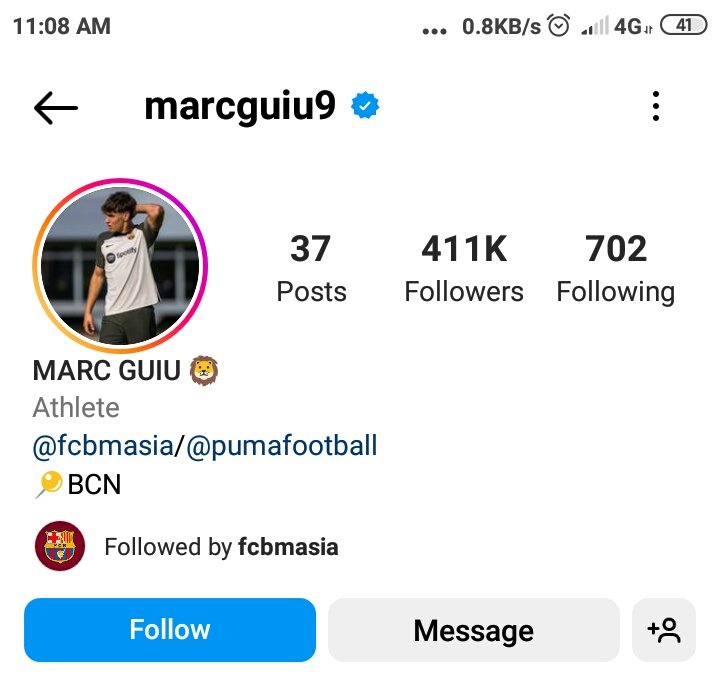 harison_haris's tweet photo. Marc Guiu start the game with 44 k followers. Now 411 K followers. https://t.co/ElBuicGvEz